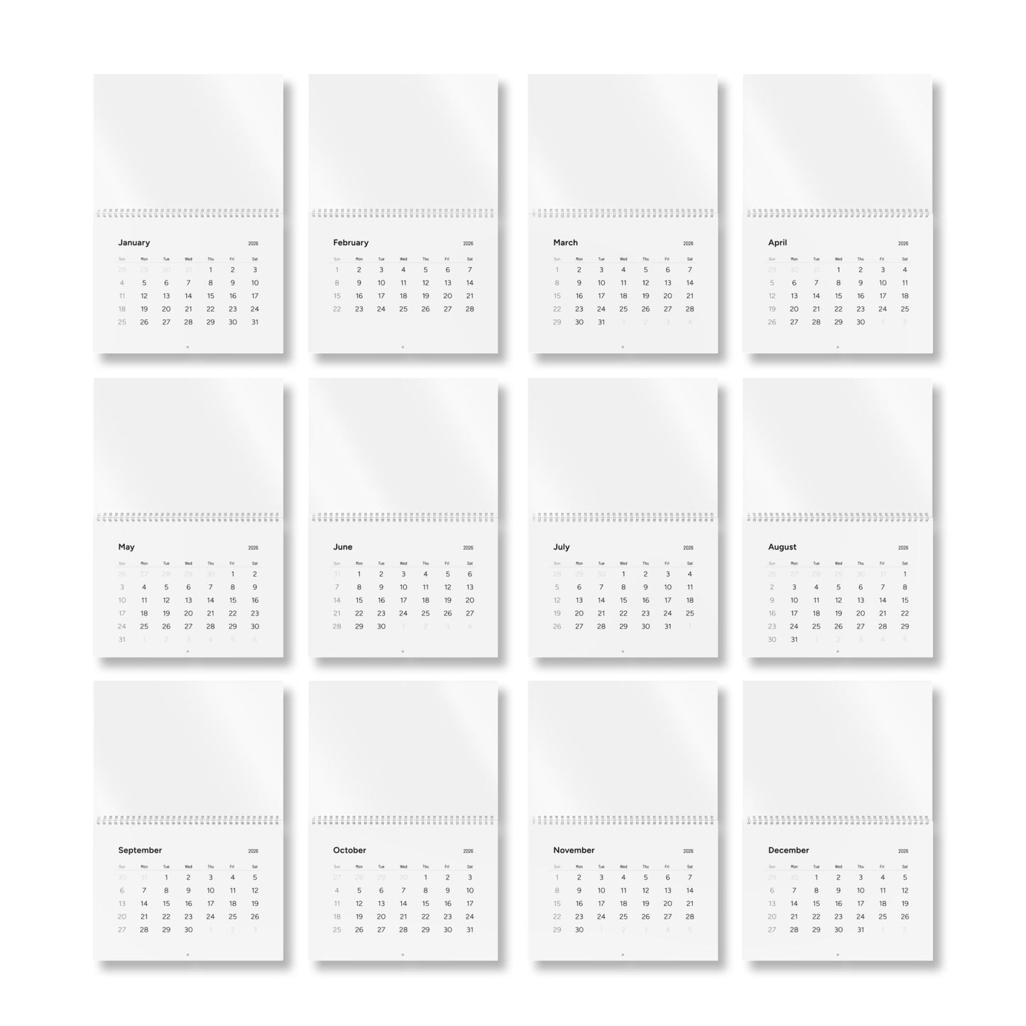 2026 Minimal Wall Calendar — Clean Monthly Planner